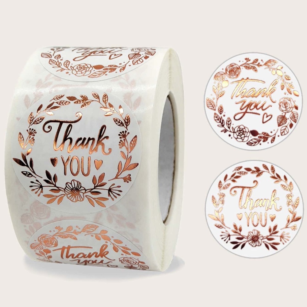 🆕 500 Thank You Metallic Rose Gold 1” Stickers - 1 Roll